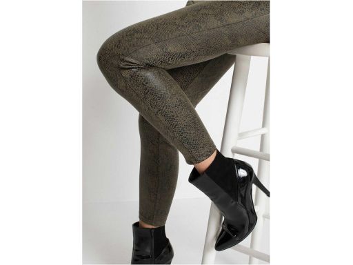 B.P.C legginsy oliwkowo-czarne we wzór węża r.32/34