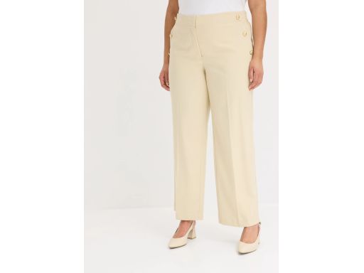 B.P.C spodnie Marlena beżowe w kant z dekoracyjnymi guzikami ^50