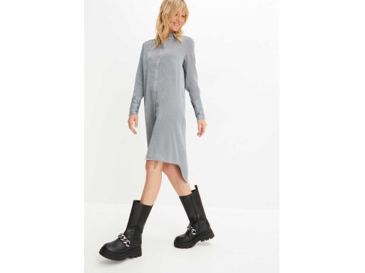 B.P.C srebrna sukienka koszulowa asymetryczna ^42