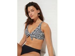 B.P.C bikini bustier biało-czarne i czarne figi ^38