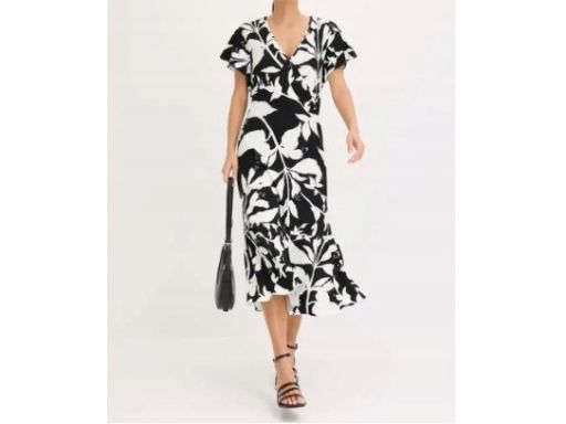 B.P.C sukienka midi dżersejowa biało-czarna we wzory midi 40/42.