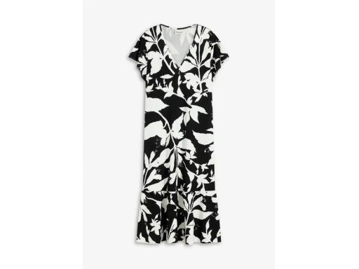 B.P.C sukienka midi dżersejowa biało-czarna we wzory midi 40/42.