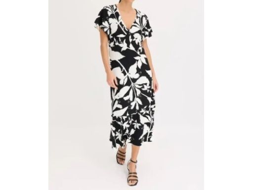 B.P.C sukienka midi dżersejowa biało-czarna we wzory midi 40/42.