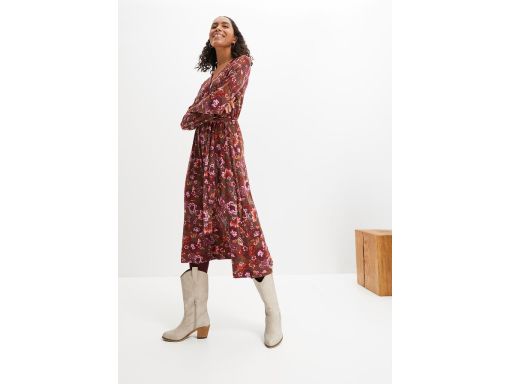 B.P.C brązowa sukienka midi w kwiaty ^40/42