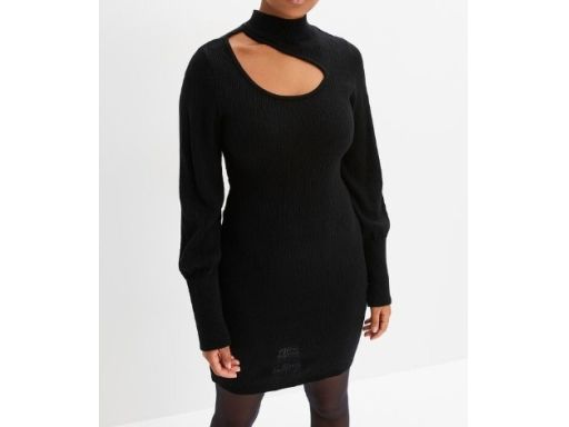 B.P.C sukienka dzianinowa czarna z wycięciem r.36/38
