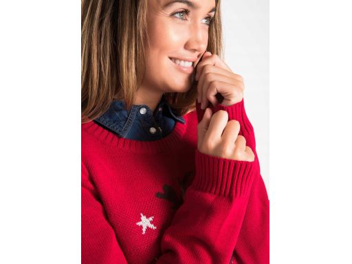 B.P.C sweter świąteczny bożonarodzeniowy czerwony reniferem ^48/50