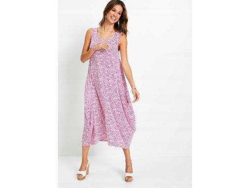 B.P.C sukienka midi oversize biało- różowa r.40/42