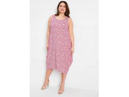 B.P.C sukienka midi oversize biało- różowa r.40/42