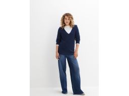 B.P.C granatowy sweter z kołnierzykiem polo ^40/42