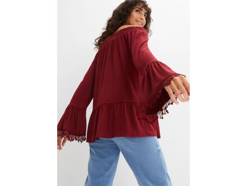 B.P.C bordowa bluzka carmen z koronką ^36/38