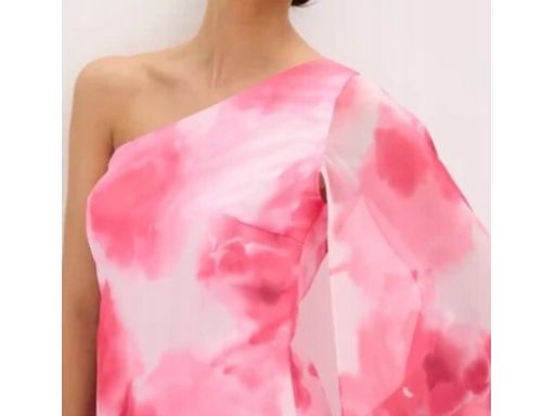 B.P.C różowa szyfonowa sukienka na jedno ramię asymetryczna 44.