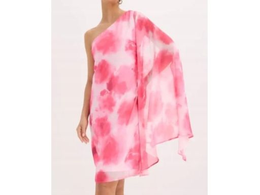 B.P.C różowa szyfonowa sukienka na jedno ramię asymetryczna 44.