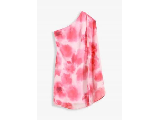 B.P.C różowa szyfonowa sukienka na jedno ramię asymetryczna 44.