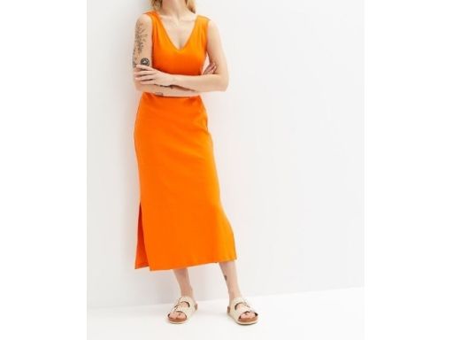 B.P.C sukienka midi shirtowa pomarańczowa z wycięciami r.44/46