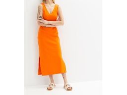 B.P.C sukienka midi shirtowa pomarańczowa z wycięciami r.44/46
