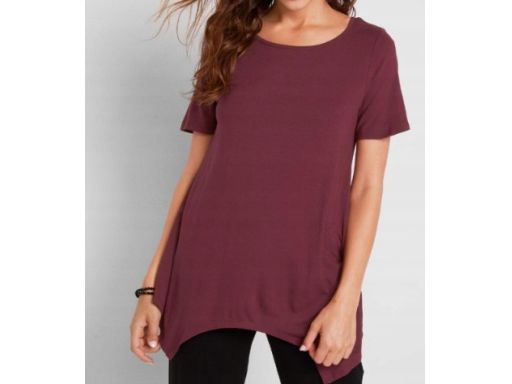 B.P.C t-shirt asymetryczny bordowy z paseczkami r.36/38