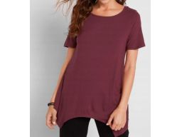 B.P.C t-shirt asymetryczny bordowy z paseczkami r.36/38