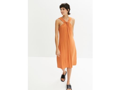 B.P.C Miedziana sukienka letnia z wywinięciem w dekolciem ^40/42