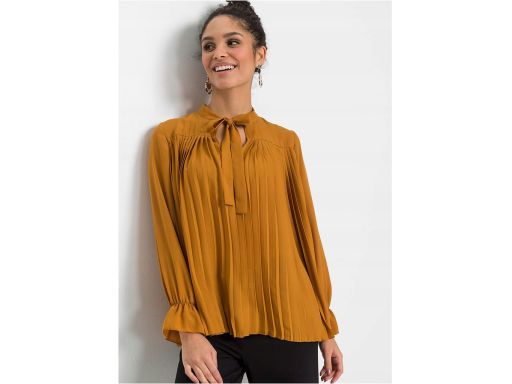 B.P.C miodowa bluzka plisowana z krawatką ^34