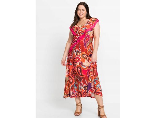 B.P.C długa sukienka maxi kolorowa z falbaną ^36/38