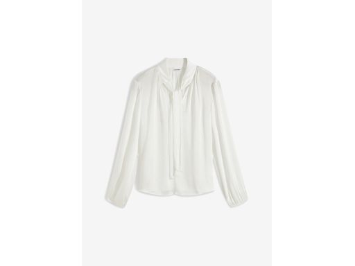 B.P.C Biała bluzka szyfonowo satynowa z krawatką ^42