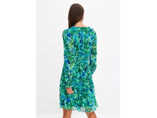 B.P.C sukienka szyfonowa zielona we wzory ^40/42