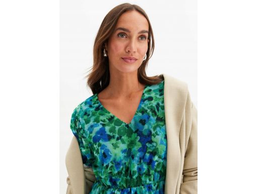 B.P.C sukienka szyfonowa zielona we wzory ^40/42