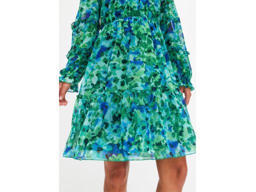 B.P.C sukienka szyfonowa zielona we wzory ^40/42