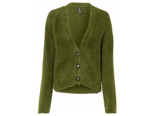 B.P.C sweter rozpinany włochaty zielony oliwkowy 44/46.