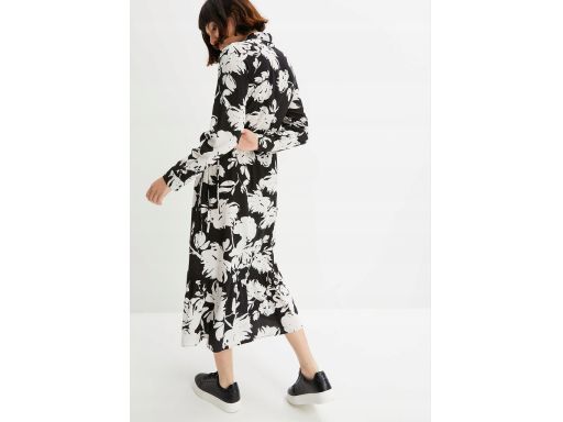 B.P.C midi sukienka czarna w duże kwiaty ^42