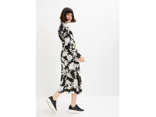 B.P.C midi sukienka czarna w duże kwiaty ^42