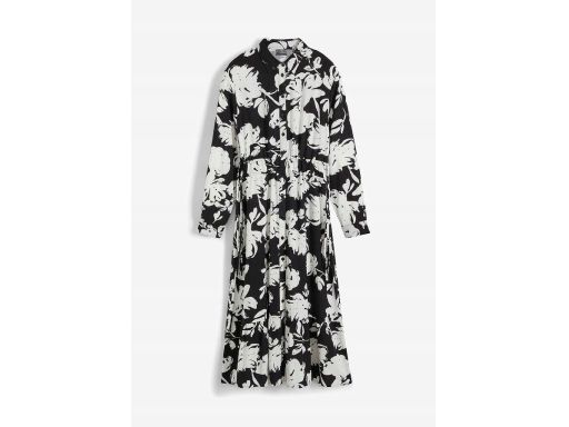 B.P.C midi sukienka czarna w duże kwiaty ^42