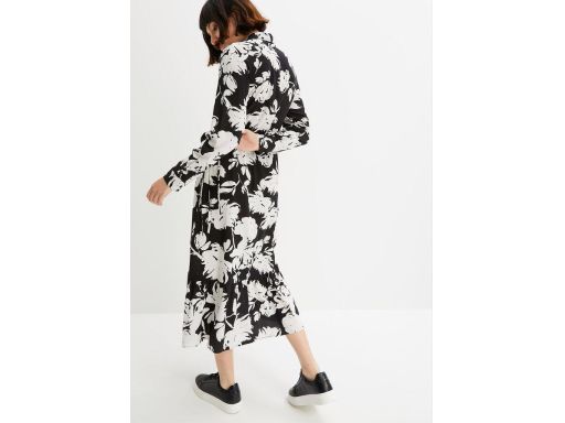 B.P.C midi sukienka czarna w duże kwiaty ^42