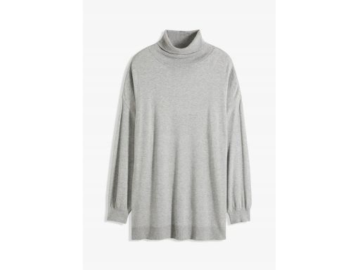 B.P.C sweter długi z golfem i rozcięciem na dole szary 44/46.