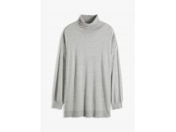 B.P.C sweter długi z golfem i rozcięciem na dole szary 44/46.