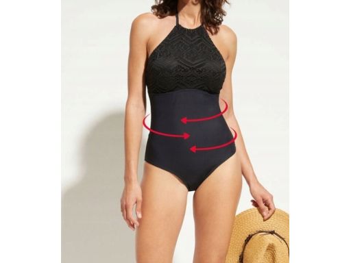 B.P.C kostium jednoczęściowy czarny z ażurem 44.