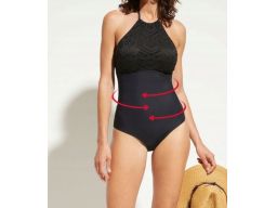 B.P.C kostium jednoczęściowy czarny z ażurem 44.