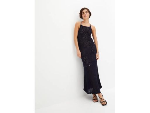 B.P.C długa sukienka dzianinowa letnia granatowa na ramiączka 36/38.