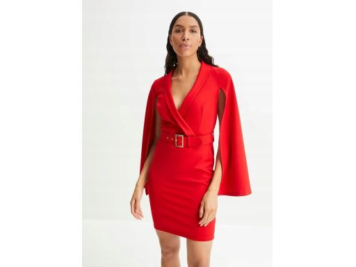 B.P.C sukienka czerwona rozcięte rękawy 36/38.