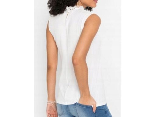 B.P.C top śmietankowy z koronką ^32/34