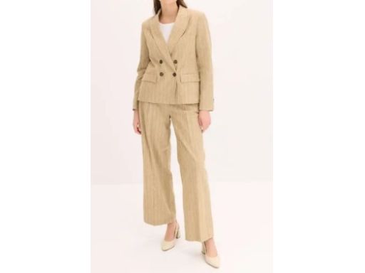 B.P.C marynarka lniana beżowa w drobne białe paseczki r.42