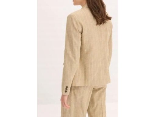 B.P.C marynarka lniana beżowa w drobne białe paseczki r.42