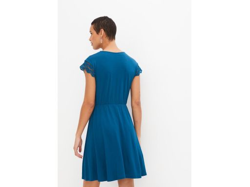 B.P.C morska sukienka z wiskozy z koronką r.40/42