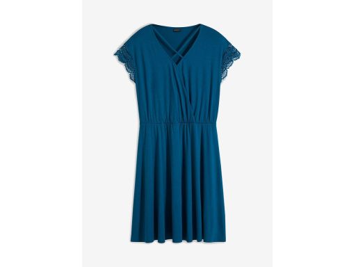 B.P.C morska sukienka z wiskozy z koronką r.40/42