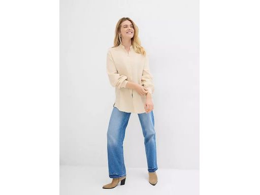 B.P.C długa bluzka koszulowa muślinowa beżowa 42.