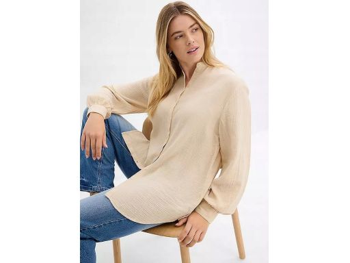 B.P.C długa bluzka koszulowa muślinowa beżowa 42.