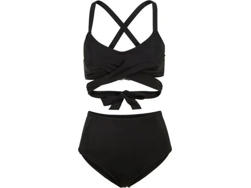 B.P.C bikini bustier wiązane czarne z figami 38.