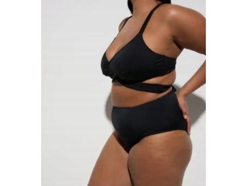 B.P.C bikini bustier wiązane czarne z figami 38.