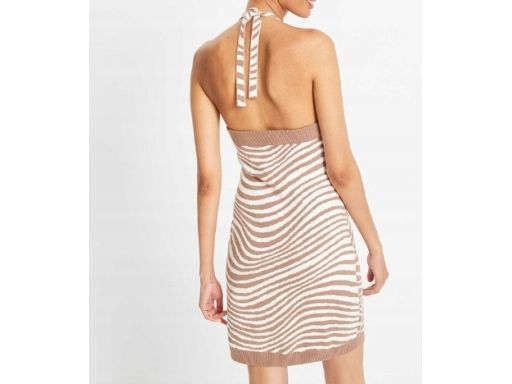 B.P.C beżowo-śmietankowa sukienka dzianinowa z odkrytymi plecami r.48/