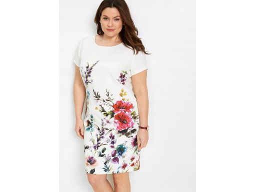 B.P.C sukienka ołówkowa śmietankowa w kwiaty r.40